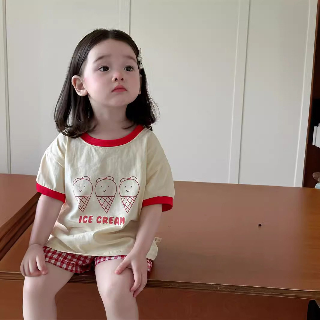 【那子】男女童宝宝纯棉短袖t恤休闲短裤夏季宝宝洋气外出服套装