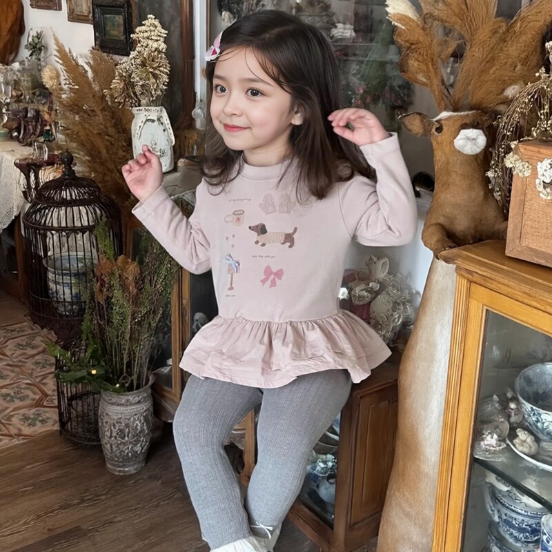 [那子]女童春秋外穿洋气纯棉卫衣外套女宝时尚打底裤外出休闲套装