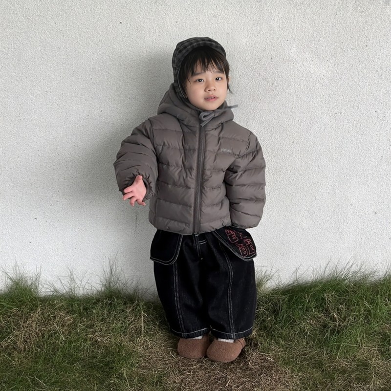 [那子]男童冬季加绒加厚连帽外套棉衣男宝宝加绒牛仔裤打底衫套装