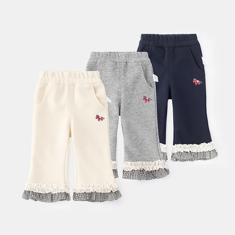 new idea女童宝宝裤子春秋新款外穿洋气运动裤微喇裤时尚休闲裤