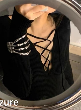 朋克暗黑系骷髅金属爪子手镯小众配饰高级感骨骼鬼爪手环ins情侣