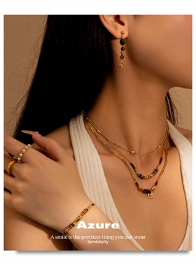 欧美美拉德猫眼石耳饰废土风穿搭秋冬毛衣点缀饰品配毛衣的项链