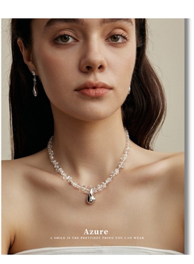 天然白水晶碎石项链女轻奢小众设计感高级冷淡风颈链时尚百搭配饰