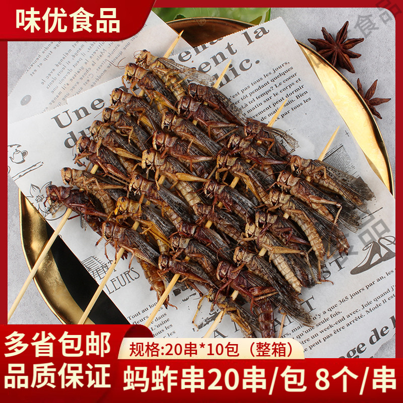 蚂蚱串20串蝗虫串蚱蜢串烧烤油炸冷冻半成品商用网红小吃食材昆虫