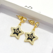 奥米迪奥新款 字母单钻五角星吊坠耳环女轻奢高级感百搭CD耳钉耳饰