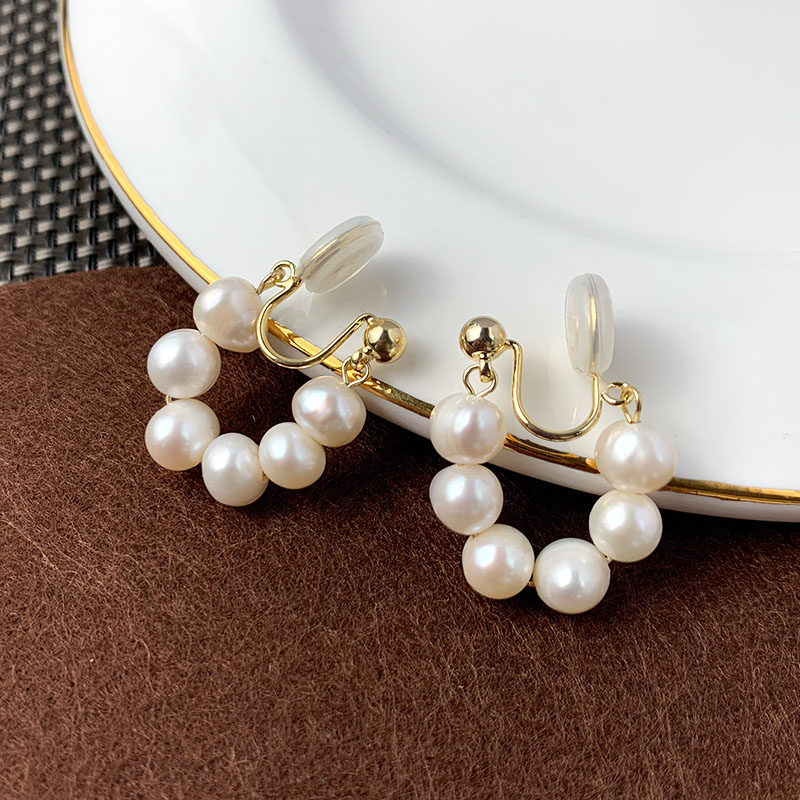 奥米迪奥串珠珍珠蚊香盘耳夹2022年新款潮高级感耳环日韩潮流耳饰