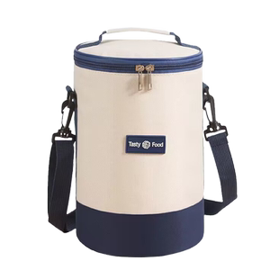 圆筒形保温饭桶手提袋高颜值送饭加厚多层饭盒焖烧杯斜跨收纳餐包