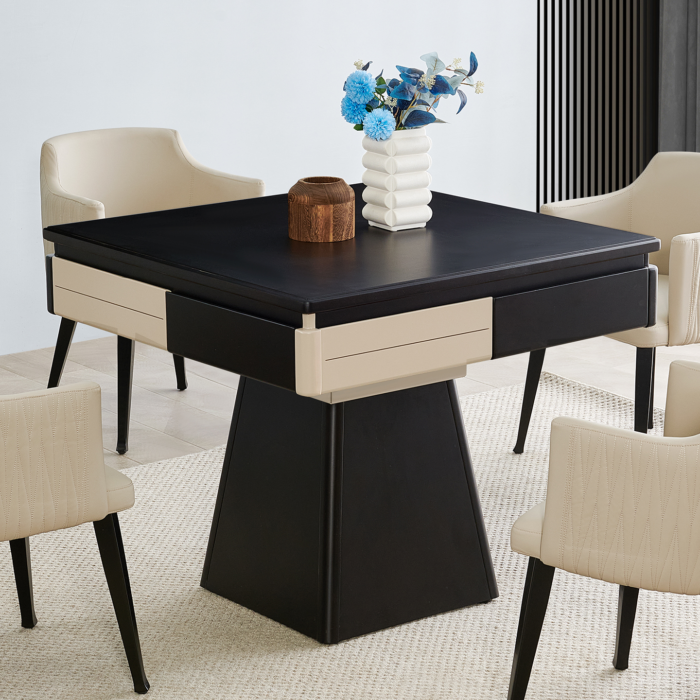 实木麻将桌两用餐桌一体机