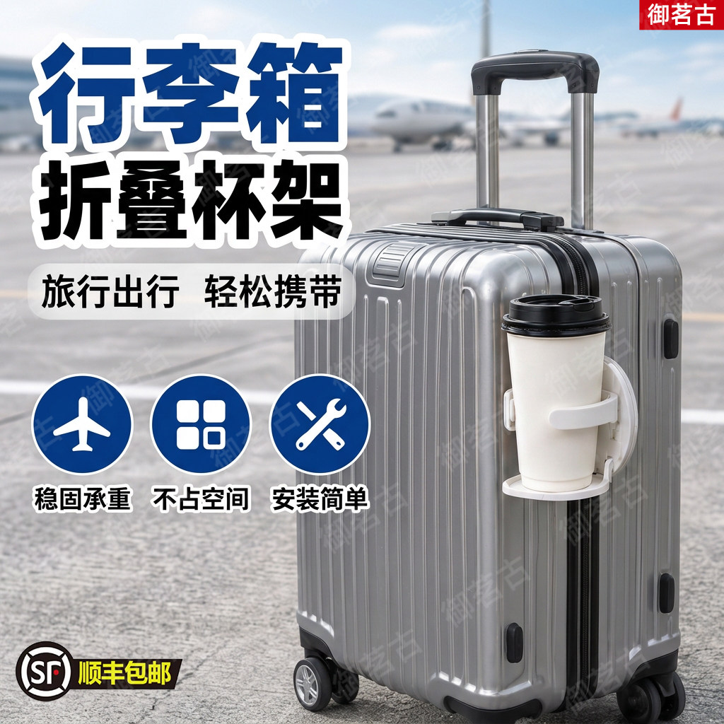旅行箱折叠杯架行李箱侧边水杯架拉杆箱咖啡奶茶杯托旅游出行便携图片