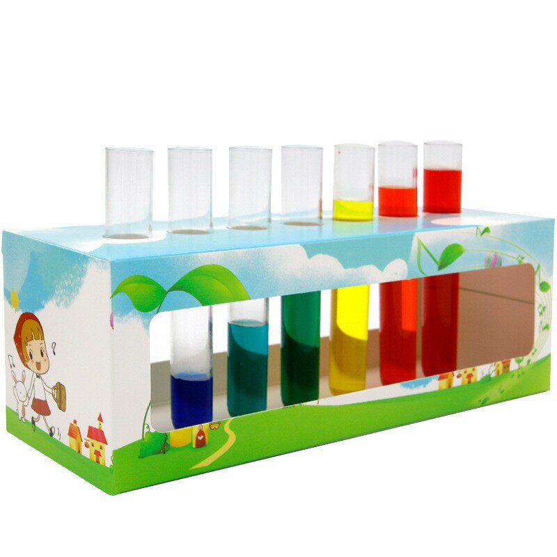 色素儿童实验彩虹套装色彩变化科学试管架三元色幼儿园益智教A27