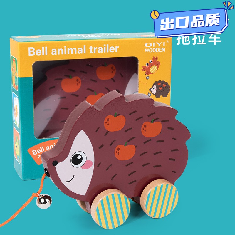 儿童学步拖拉玩具拉着走玩手拉车卡通形象鳄鱼小狗木质拉线学CE33