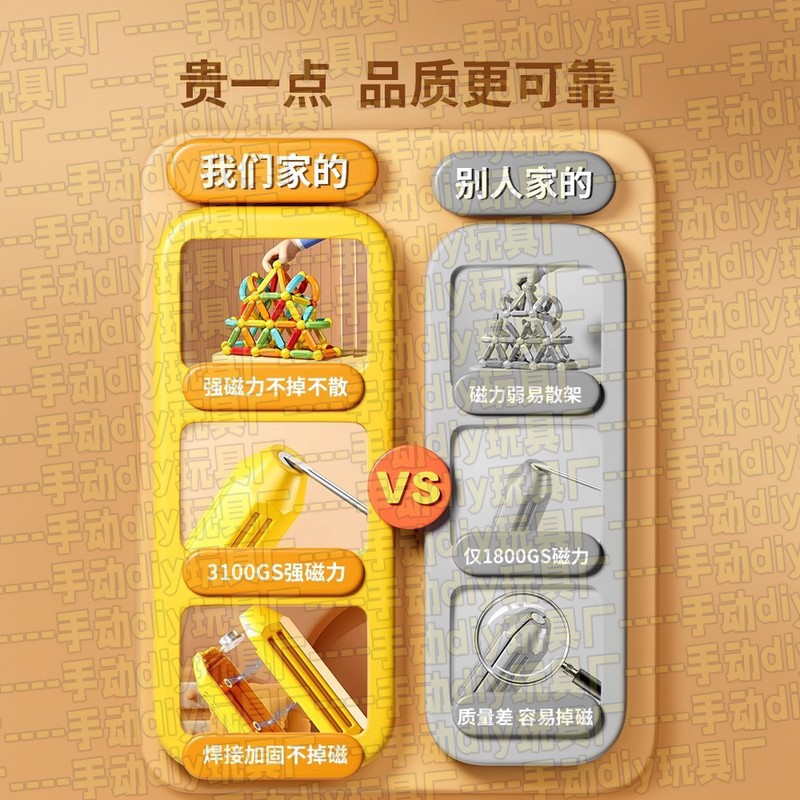 百变磁力棒片宝宝智力拼图6儿童益智积木拼装磁铁玩具2岁男孩AC59