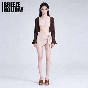 breezeholiday分体泳衣女性感钢托小胸聚拢度假纯欲泡温泉比基尼