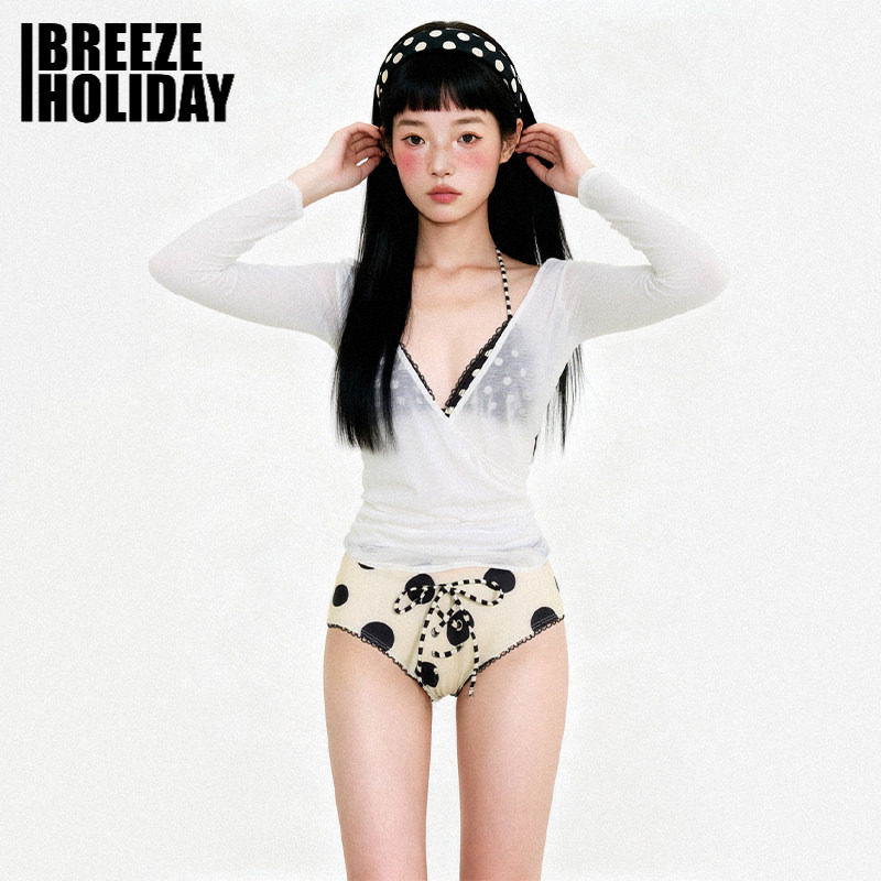breezeholiday分体泳衣款三件套波点印花性感泡温泉度假风比基尼