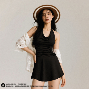 breezeholiday连体裙式泳衣女保守遮肉显瘦高级感度假绝美泳装
