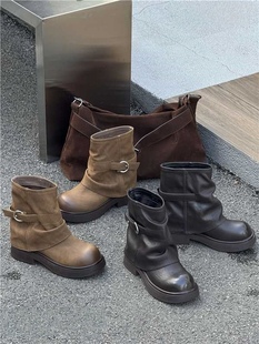 ZM品牌2025新款厚底马丁靴女百搭时尚休闲短靴女鞋超级软皮舒适