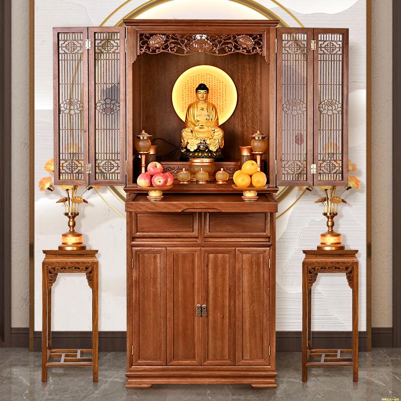 花梨实木佛柜佛龛新中式立柜家用客厅现代轻奢小型神台柜带门神龛