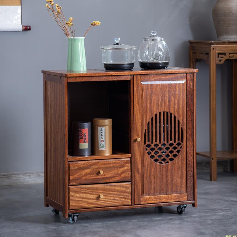 移动茶水柜家用实木茶台小茶桌茶几茶具套装全自动烧水壶一体边柜