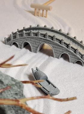 小桥微景观造景摆件鱼缸石桥中式石拱桥模型古桥雨林缸沙盘枯山水