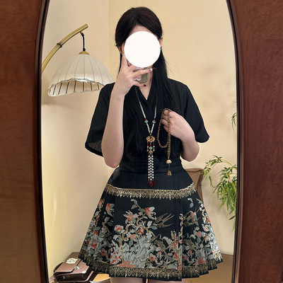 新中式短款马面裙女日