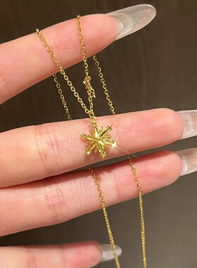 Kise金色雪花钛钢锁骨链女款