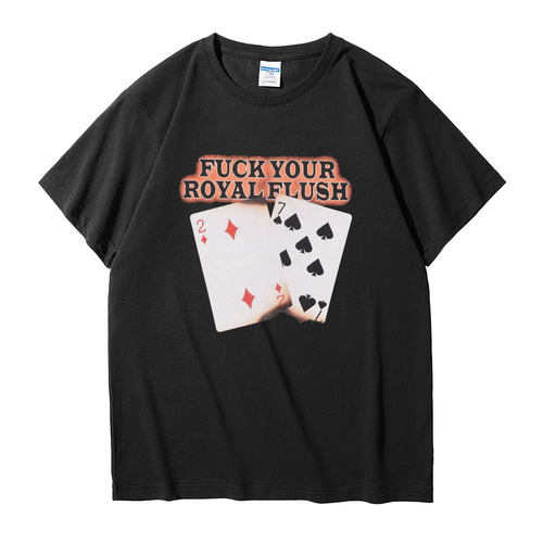 H3LLO FLAG德州扑克27黑色Tee 操作T恤水洗复古vintage短袖衣服