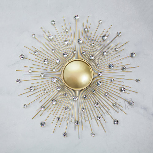 玄关铁艺太阳镜子壁饰