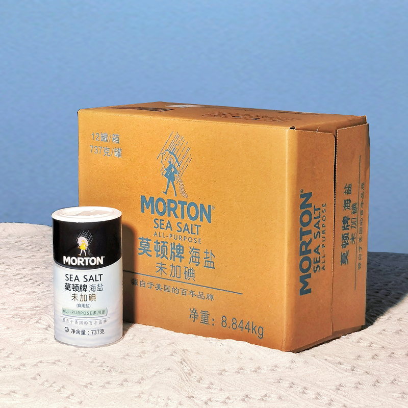 MORTON莫顿海盐12罐737g无碘盐未加碘无抗结剂家用烘焙烧烤整箱 粮油调味/速食/干货/烘焙 食盐 原图主图