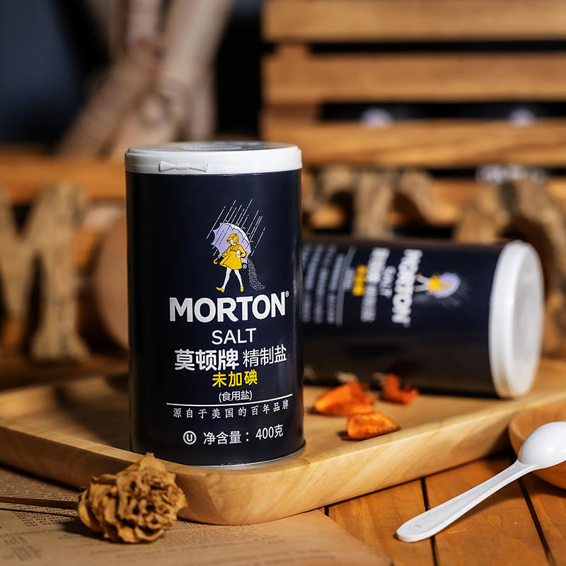 MORTON莫顿牌1罐400g精制盐未加碘无碘盐井矿盐食用盐罐装细盐 粮油调味/速食/干货/烘焙 食盐 原图主图