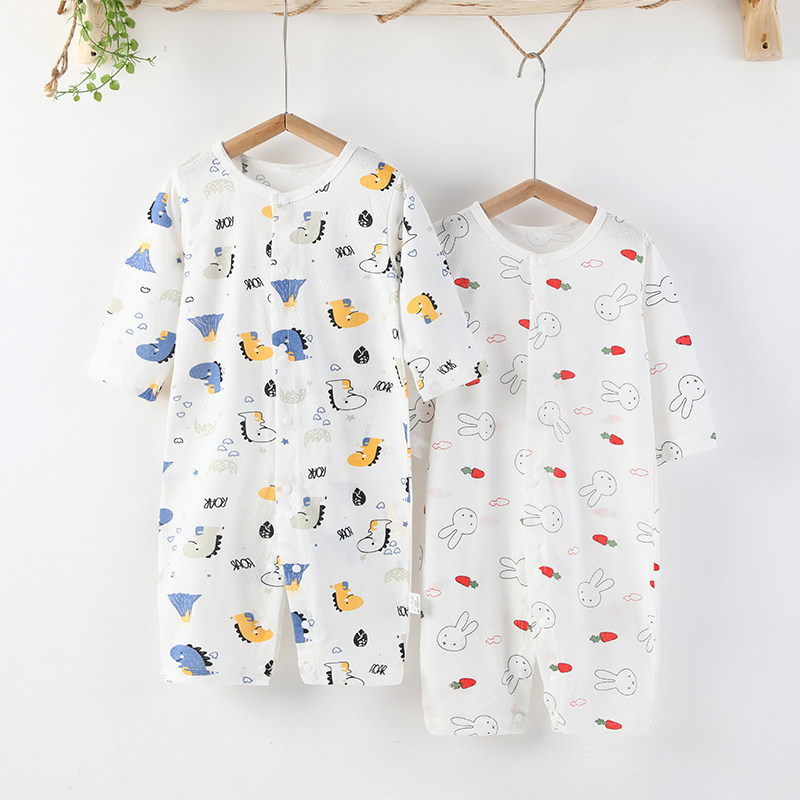 BABY ONE-PIECE SUMMER THIN LONG SLEEVE NEWBORN HAYI BABY COTTON PAJAMAS AIR CONDITIONING CLOTHES SUMMER CLOTHES