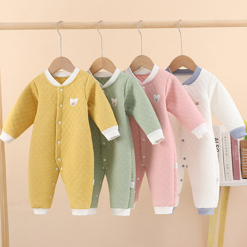 宝宝哈衣不戴帽保暖棉秋冬