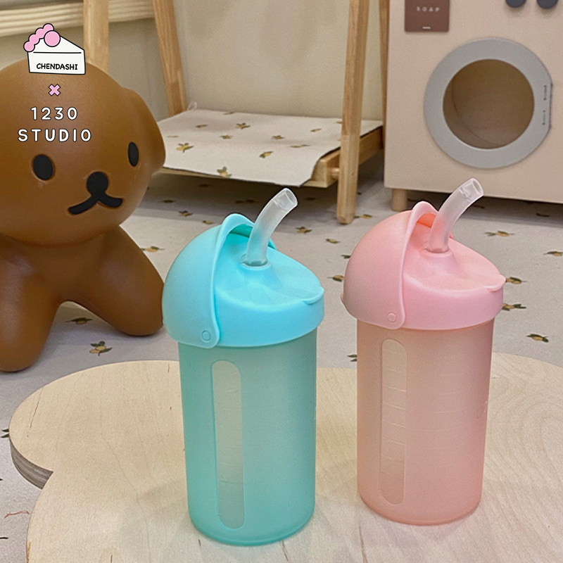 1230studio boon婴儿学饮杯硅胶吸管杯子宝宝喝水防呛防摔防漏