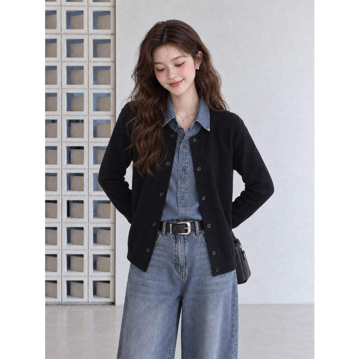 休闲风假两件翻领衬衫女2
