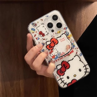 ins趣味卡通凯蒂猫支架适用华为mate70手机壳nova13pro x40i 12se防摔p60可爱畅享80荣耀magic7硅胶荣耀300