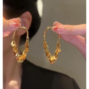 奥特莱斯清仓特价18K金水滴耳环镶钻耳钉百搭耳扣耳坠耳饰女配饰