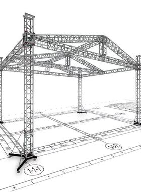 铝合金桁架truss灯光龙门钢铁雷亚T台合唱看台活动舞台架篷房方头