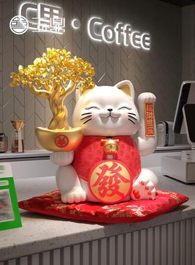 创意招财猫摆件自动摇手店铺收银台前台家居客厅装饰乔迁开业礼物