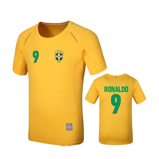 罗纳尔多大罗9号队服巴西队经典复刻足球运动吸汗速干短袖夏男T恤