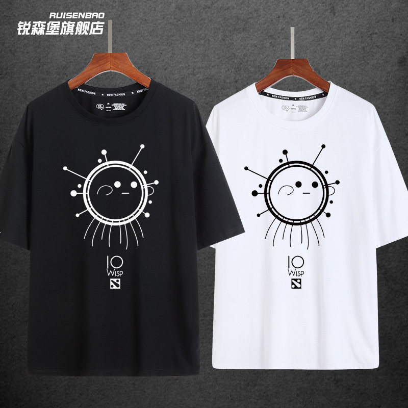 精灵守卫dota2刀塔2游戏周边短袖艾欧io小精灵wisp纯棉夏t恤衫男