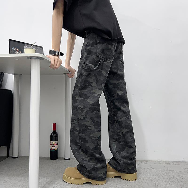 街头迷彩牛仔裤男美式覆