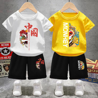 男童套装中国风潮流短袖纯棉儿童衣服潮童装