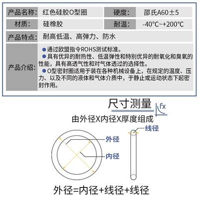 橡胶圈〇型 高弹力 硅胶外径（165-260）*5密封胶圈型圈耐高温