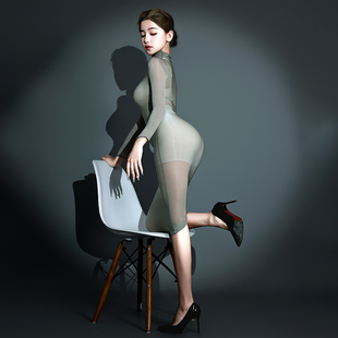 「硕」大码300斤连体丝裙胸无缝男女同款全包丝袜性感睡衣包臀裙