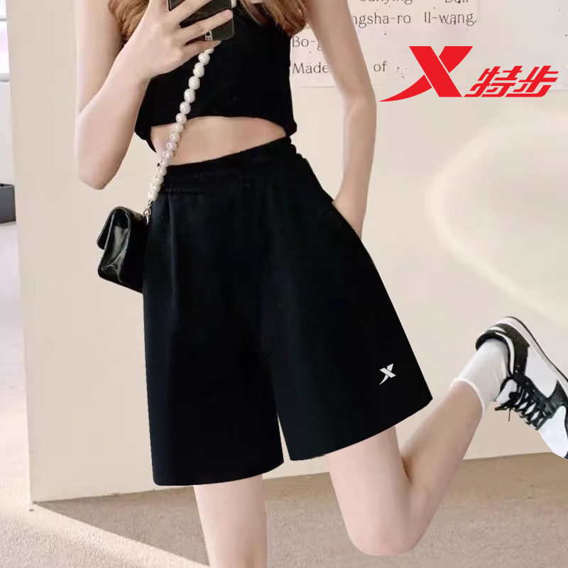 特步女裤短裤夏季五分裤透气速干宽松休闲裤薄款瑜伽跑步运动裤女