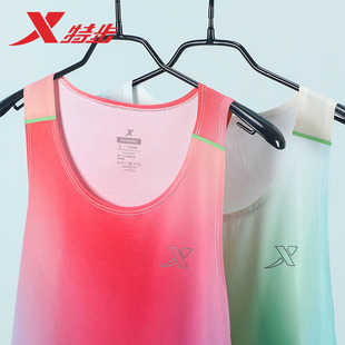 特步跑步服国人竞速背心男女款吸湿轻量健身上衣马拉松运动速干衣