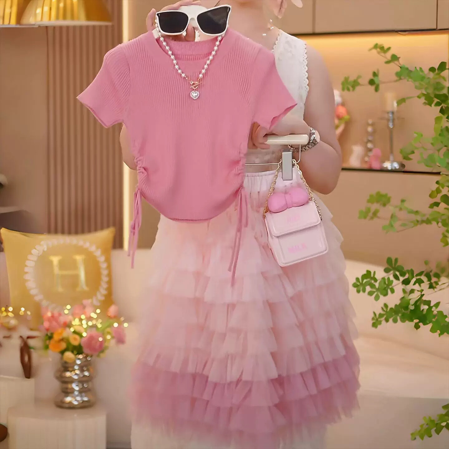 女童时尚套装洋气时髦裙子韩系高级感2026新款儿童巨好看夏天纱裙