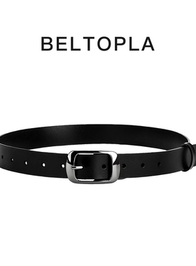 BELTOPLA二层牛皮黑色针扣皮带复古小众潮流时尚腰带男女同款裤带