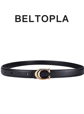 BELTOPLA设计感小众轻奢高级感黑色腰带C字母简约女士装饰皮带潮