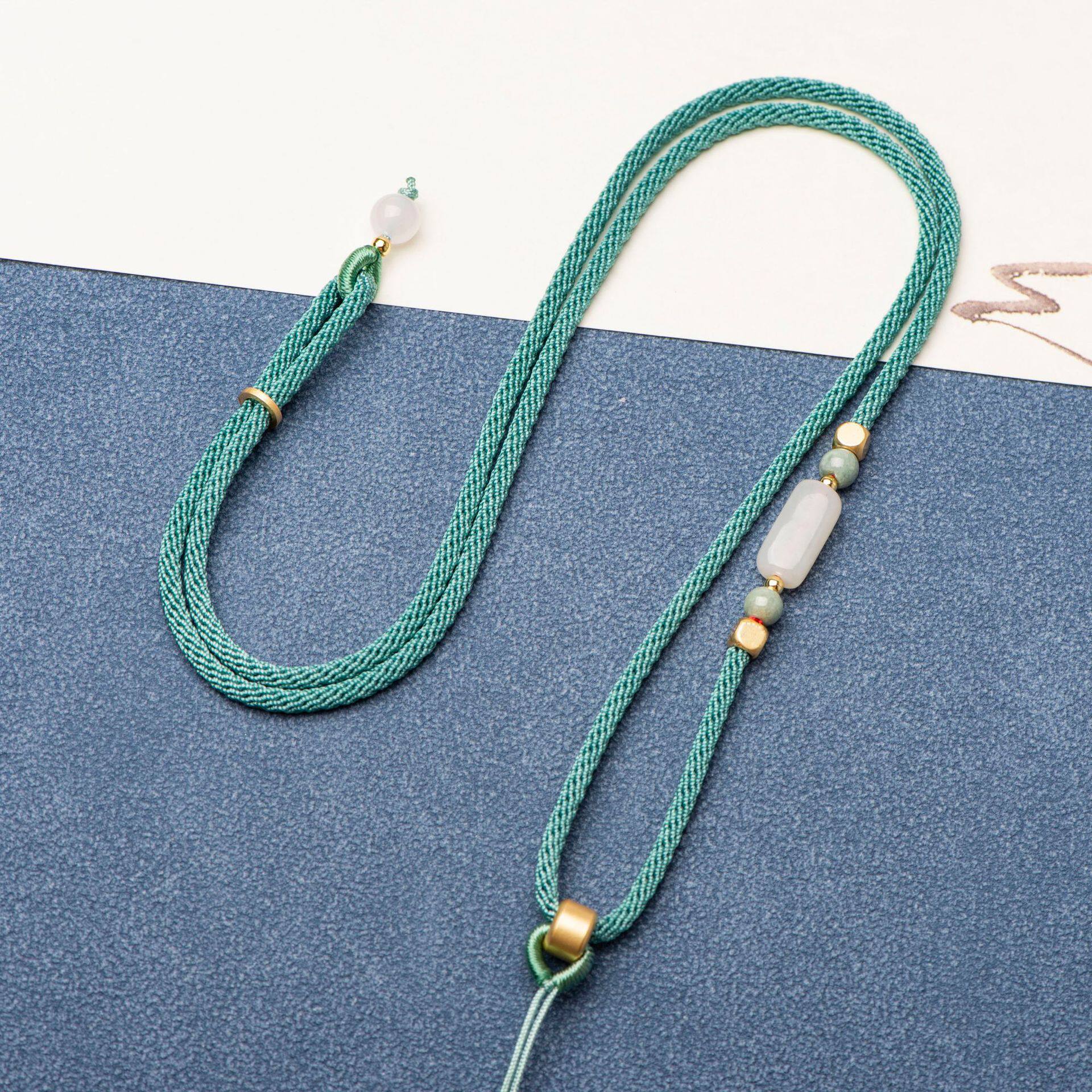 手工编织和田玉项链绳珠宝玉佩吊坠挂脖挂绳绑翡翠玉坠绳饰品配件