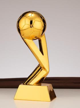 创意树脂足球奖杯 电镀冠军杯 球迷用品学校球赛印字定制射手奖